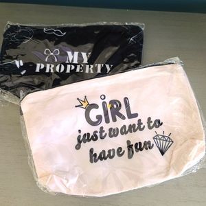 Set of 2 - New cute cosmetic makeup black bag
